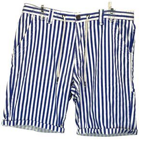 Company Eighty-One Board Shorts Men's 34 Drawstring Waist Blue Striped Stretch